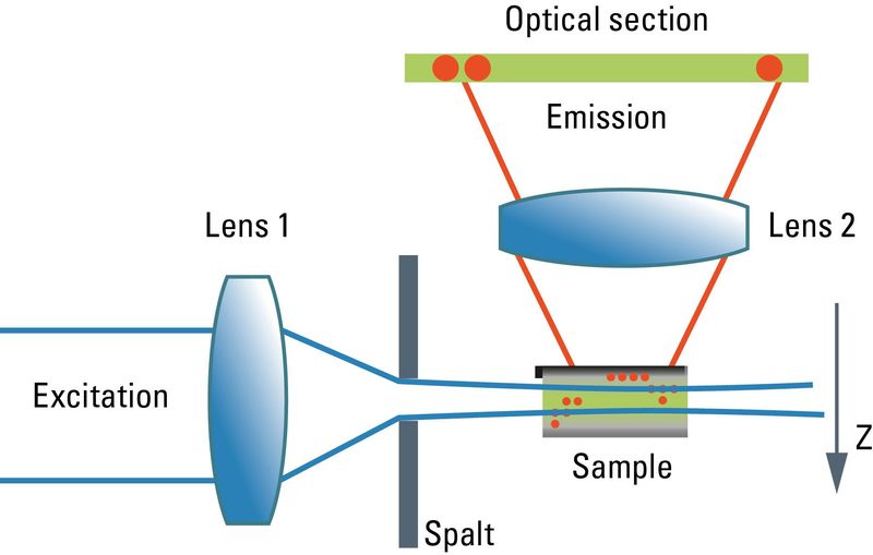 Spalt-Ultramikroskop中光路的示意图